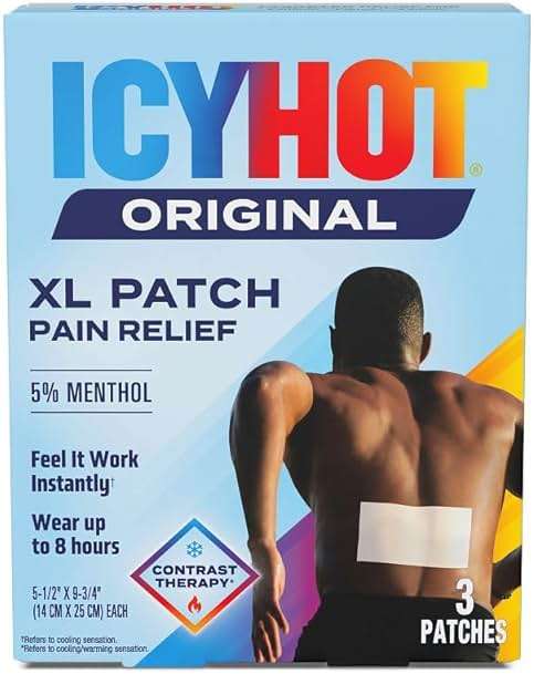 Icy Hot Original Pain Relief Patch, XL Size Comfortable Fabric Patches with Menthol 5%, Ice and Heat Contrast Therapy for Large Areas Including Backaches, Joints, Muscle Strains and Arthritis, 3 ct. - Image 1