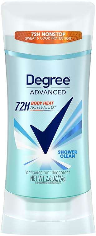 Degree Advanced Protection Antiperspirant Deodorant Shower Clean for 72-Hour Sweat & Odor Control for Women, with Body Heat Activated Technology, 2.6 oz - Image 1