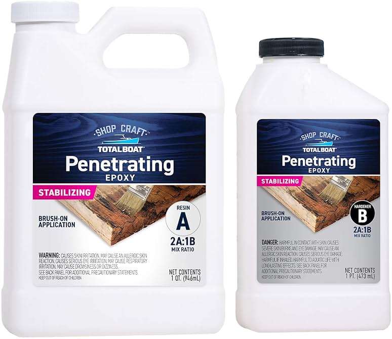 TotalBoat Clear Penetrating Epoxy Wood Sealer Stabilizer for Rot Repair and Restoration (1.5 Quart, Traditional) - Image 1