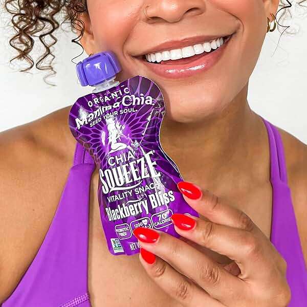 Mamma Chia Organic Vitality Squeeze Snack, Blackberry Bliss, 24- 3.5 Ounce Chia Pouches. USDA Organic, Non-GMO, Vegan, Gluten Free, and Kosher. Fruit and Vegetables with only 70 Calories - Image 4