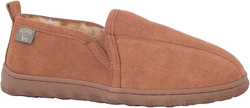 Rj's Fuzzies Cloud Nine Men’s Romeo Sheepskin House Slippers - Pull-on Suede Leather Upper with TPR Sole for Cozy Indoor & Light Outdoor Wear - Image 1