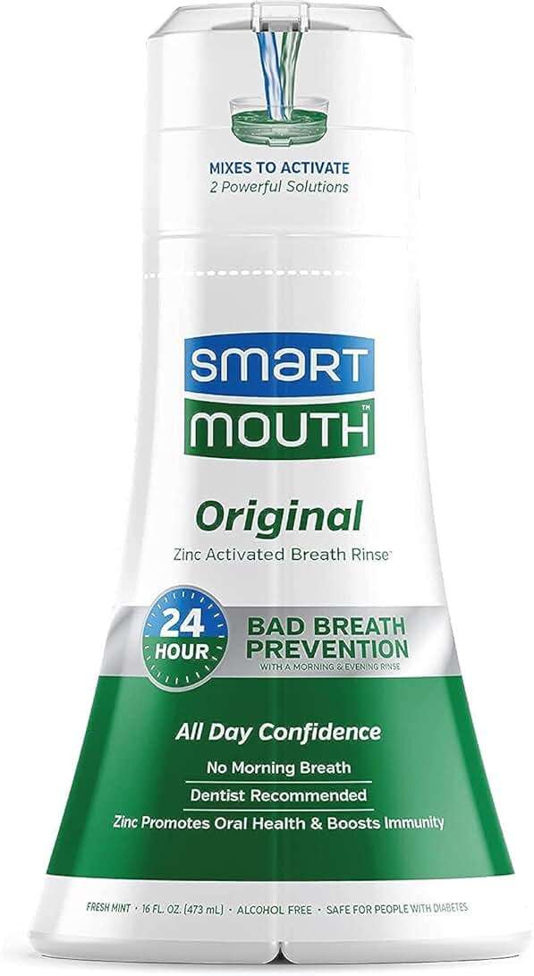SmartMouth Original Zinc Activated Mouthwash - Instant Fresh Breath Mouthwash - Eliminates Bad Odors and Bad Breath - Alcohol-Free, Sugar-Free, Gluten-Free - Fresh Mint - 16 fl oz (2 Pack) - Image 4