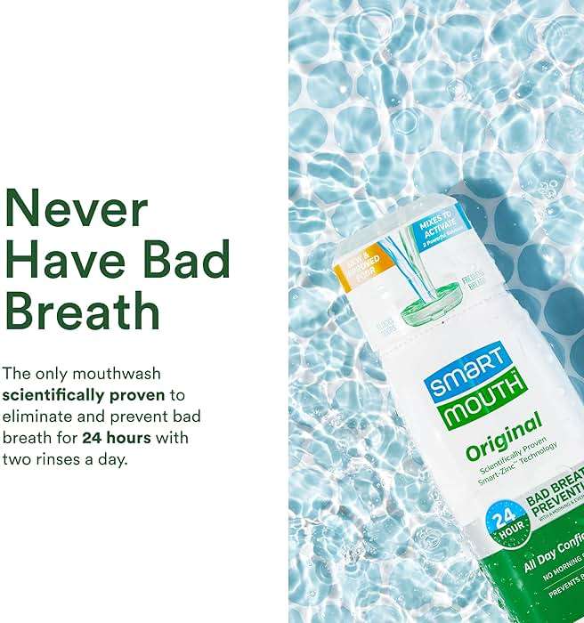 SmartMouth Original Zinc Activated Mouthwash - Instant Fresh Breath Mouthwash - Eliminates Bad Odors and Bad Breath - Alcohol-Free, Sugar-Free, Gluten-Free - Fresh Mint - 16 fl oz (2 Pack) - Image 6