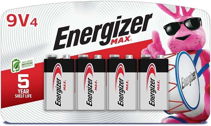 Energizer MAX 9V Batteries (4 Pack), 9 Volt Alkaline Batteries - Image 1