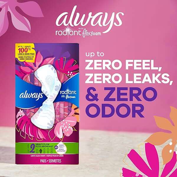 Always Infinity Feminine Pads for Women, Flexfoam Pads with Wings, Size 2, Heavy Absorbency, Unscented, 46 Count - Image 10