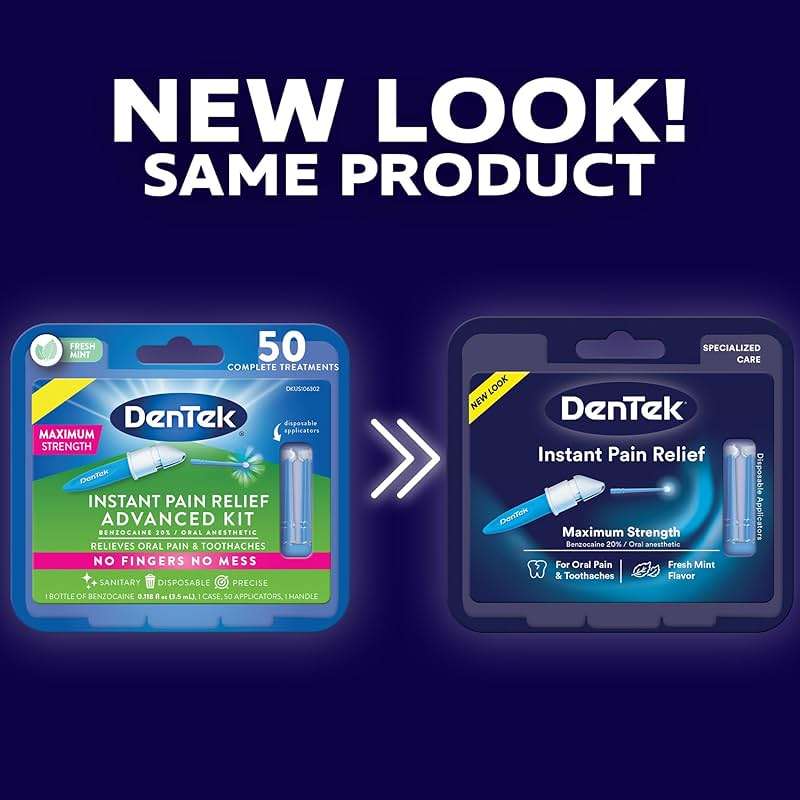 DenTek Instant Oral Pain Relief with Benzocaine for Toothache Pain Relief, 50 Disposable Applicators - Image 2