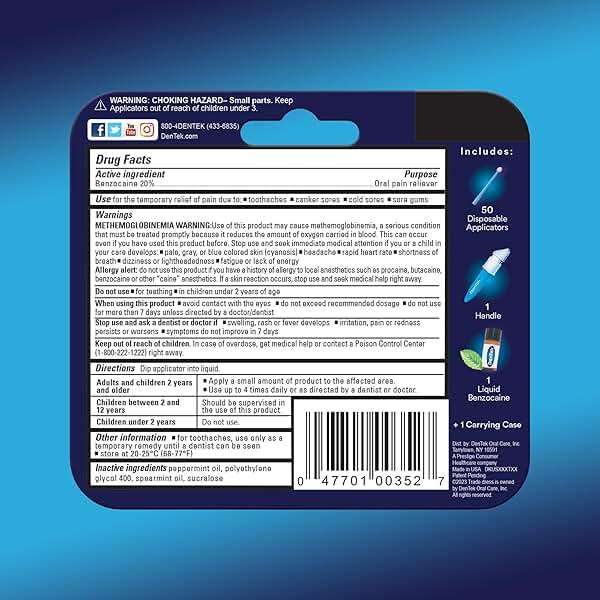 DenTek Instant Oral Pain Relief with Benzocaine for Toothache Pain Relief, 50 Disposable Applicators - Image 7
