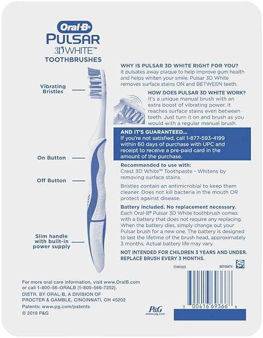 Oral-B Pulsar Vibrating Bristles Toothbrush, Medium, 4 Pack (Colors May Vary) - Image 2