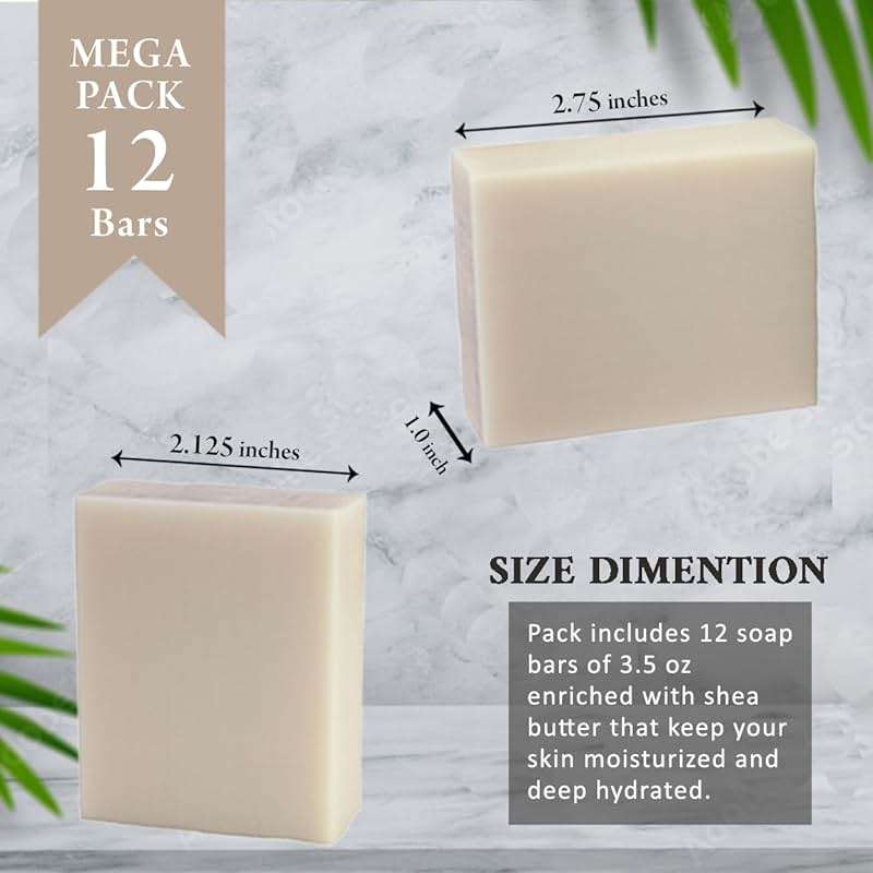 SSA Natural Goat Milk Soap Bars (3.5 OZ x Pack of 12) – Sensitive Skin Special, Pure French Triple Milled Bar Soap Enriched with Shea Butter – Moisturizing Body Soap Bars, Bath Soap for All Ages - Image 6
