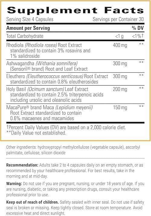 Integrative Therapeutics HPA Adapt - Adaptogenic Supplement for Stress Support* - Includes Ashwagandha, Rhodiola & Other Adaptogenic Herbs* - Vegan, Dairy-Free & Gluten-Free - 120 Capsules - Image 2