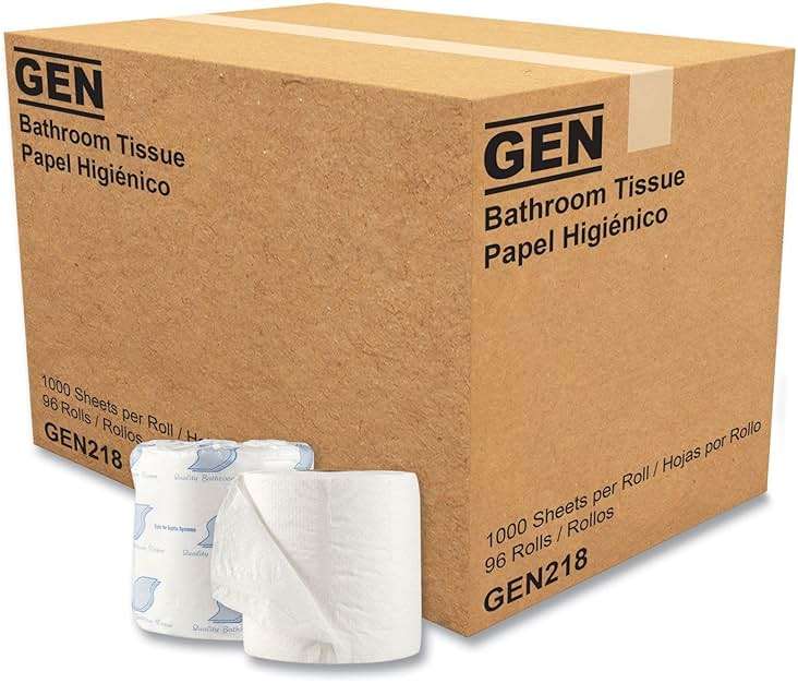 GEN 218 Standard Bath Tissue, 1-Ply, 1000 Sheets (Case of 96 Rolls) - Image 1