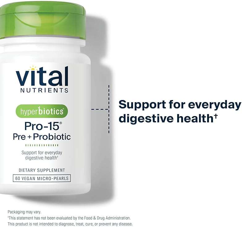 Hyperbiotics Vital Nutrients Pro-15 Prebiotics and Probiotics for Women and Men | 15 Science Backed Strains | Supports Occasional Constipation, Diarrhea, Gas & Bloating | 60 Vegan Time Release Pearls - Image 4
