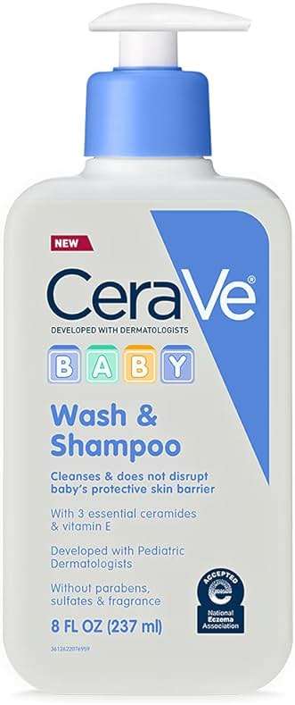 CeraVe Baby Wash & Shampoo, Fragrance, Paraben, & Sulfate Free Shampoo for Tear-Free Baby Bath Time, 8 Ounce - Image 1