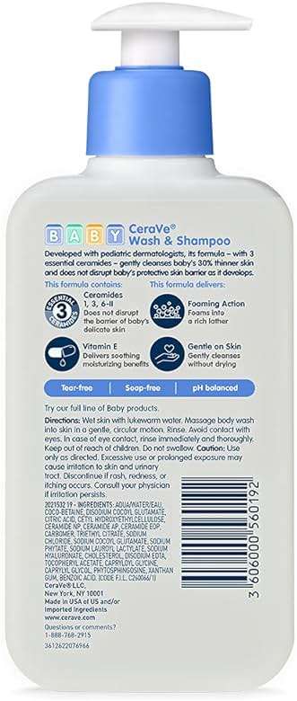 CeraVe Baby Wash & Shampoo, Fragrance, Paraben, & Sulfate Free Shampoo for Tear-Free Baby Bath Time, 8 Ounce - Image 8