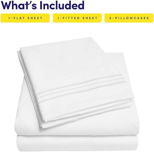 1500 Supreme Collection Queen Sheet Sets White - Luxury Hotel Bed Sheets and Pillowcase Set for Queen Mattress - Extra Soft, Elastic Corner Straps, Deep Pocket Sheets, Queen White - Image 4