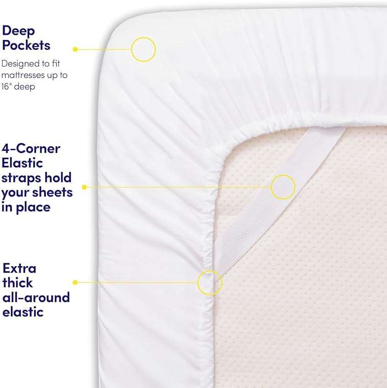 1500 Supreme Collection Queen Sheet Sets White - Luxury Hotel Bed Sheets and Pillowcase Set for Queen Mattress - Extra Soft, Elastic Corner Straps, Deep Pocket Sheets, Queen White - Image 6