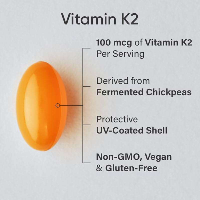 Sports Research® Vitamin K2 as MK-7 100mcg with Coconut MCT Oil - 60 Veggie Softgels (2 Month Supply) Vegan Certified, Non-GMO Verified, Gluten & Soy Free - Image 2