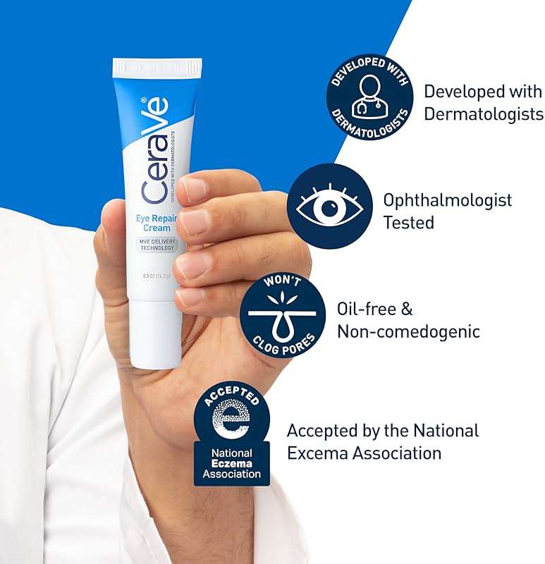 CeraVe Eye Repair Cream, Under Eye Cream For Puffiness And Bags Under Eyes, Hyaluronic Acid + Niacinamide + Marine Botanical Complex, Oil Free & Opthalmologist Tested - Image 2