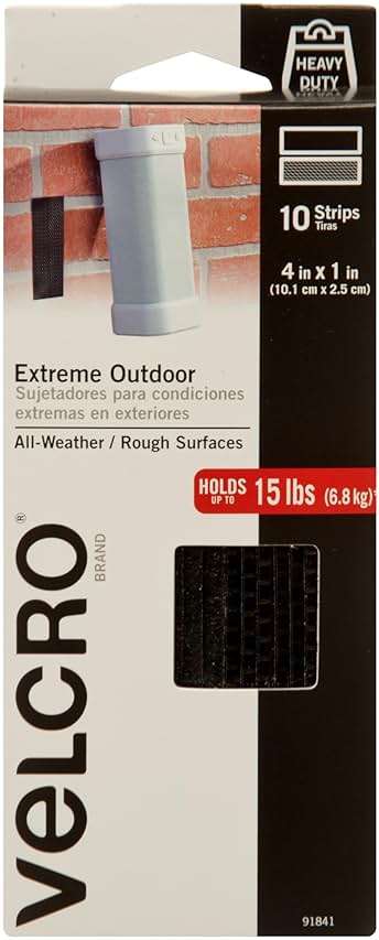 VELCRO Brand Outdoor Heavy Duty Strips | 4in x 1in (10Pk) | Holds 15 lbs | Black Extreme Hook and Loop Tape Industrial Strength Adhesive | Weather Resistance for Rough Surfaces (91841) - Image 1