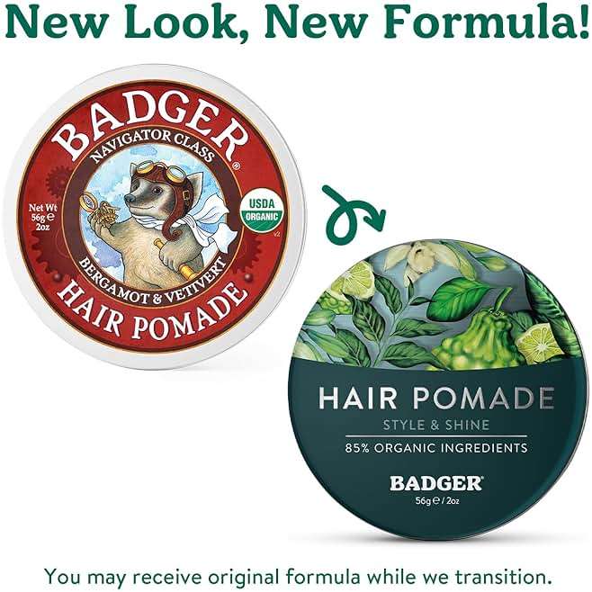 Badger Hair Pomade for Men, Organic, Easy to Use, Subtle Masculine Scent, Medium Hold Hair Pomade with Medium Shine Finish, Nourishes Hair & Scalp 2 oz Tin - Image 3
