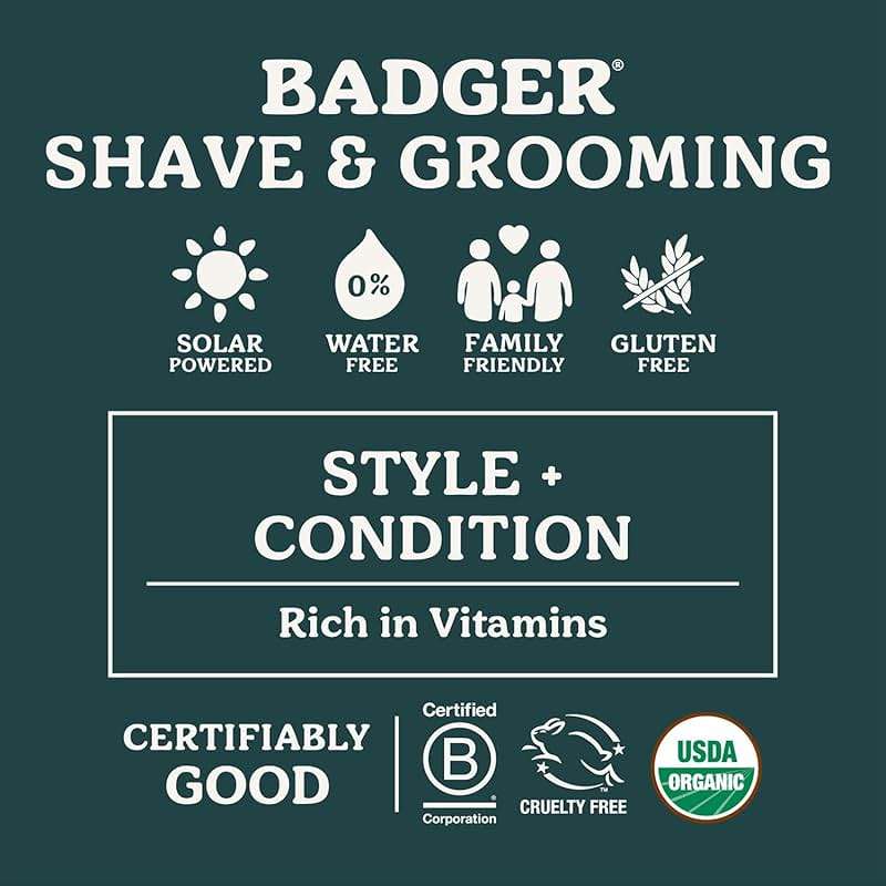 Badger Hair Pomade for Men, Organic, Easy to Use, Subtle Masculine Scent, Medium Hold Hair Pomade with Medium Shine Finish, Nourishes Hair & Scalp 2 oz Tin - Image 4