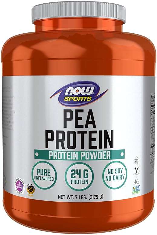 NOW Foods Sports Nutrition, Pea Protein 24 g, Fast Absorbing, Unflavored Powder, 7-Pound - Image 1