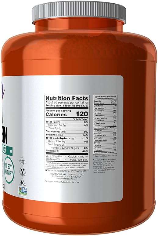 NOW Foods Sports Nutrition, Pea Protein 24 g, Fast Absorbing, Unflavored Powder, 7-Pound - Image 2