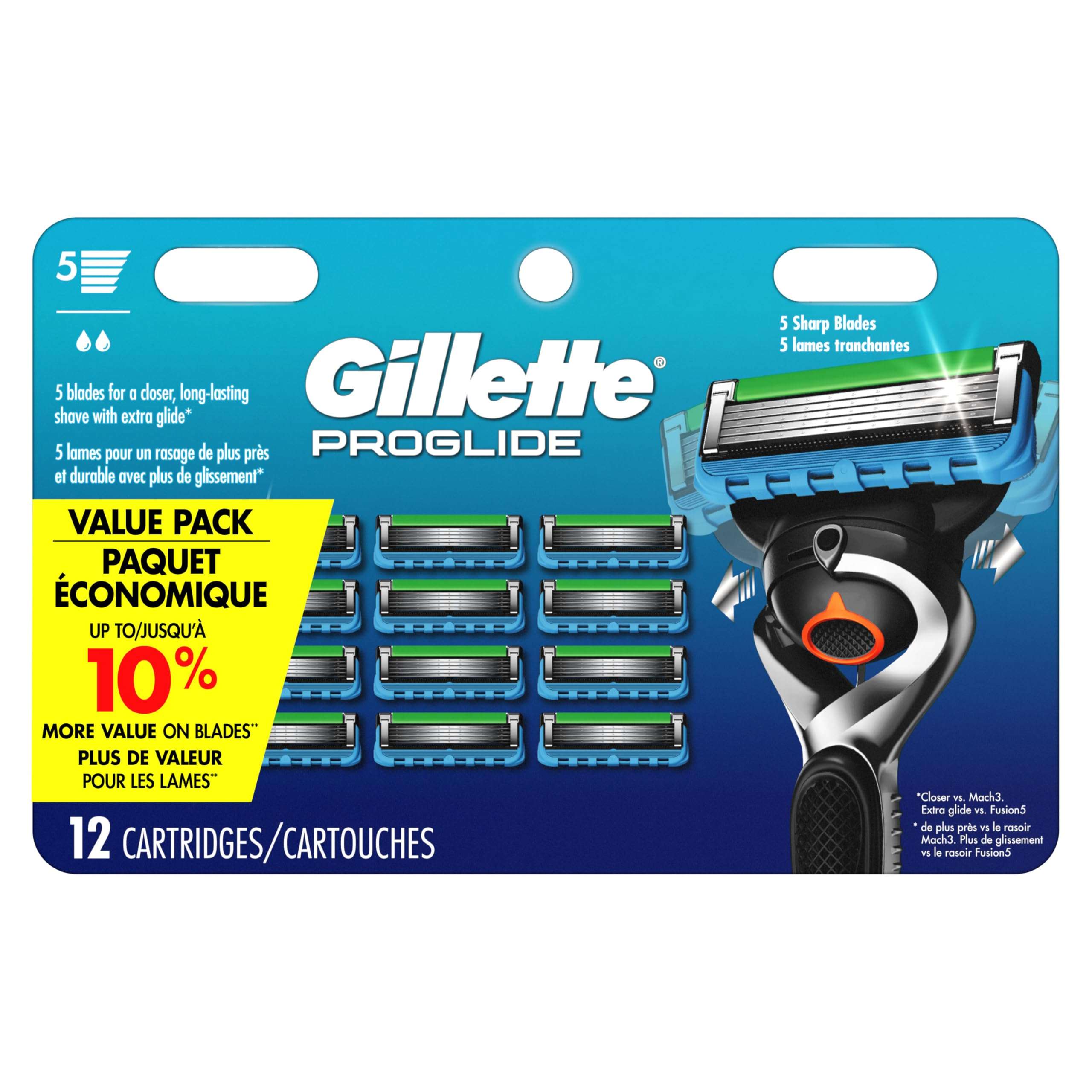 Gillette Fusion5 ProGlide Razor for Men, 12 Blade Refills with Precision Trimmer - Image 1