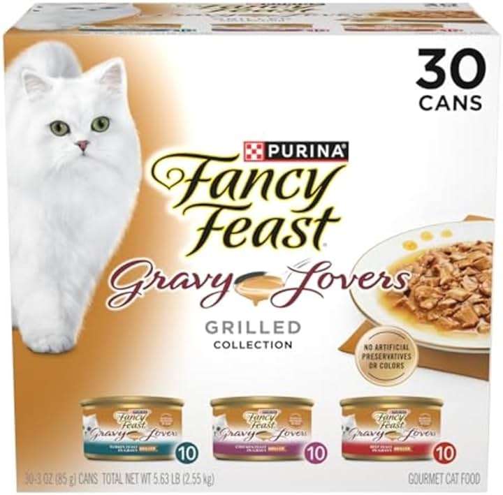 Purina Fancy Feast Gravy Lovers Poultry and Beef Grilled Gourmet Wet Cat Food Variety Pack - (Pack of 30) 3 oz. Cans - Image 1