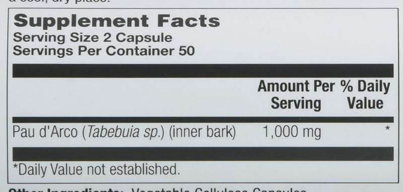 Zand PAU D Arco Innerbark Capsules, 100 Count - Image 3