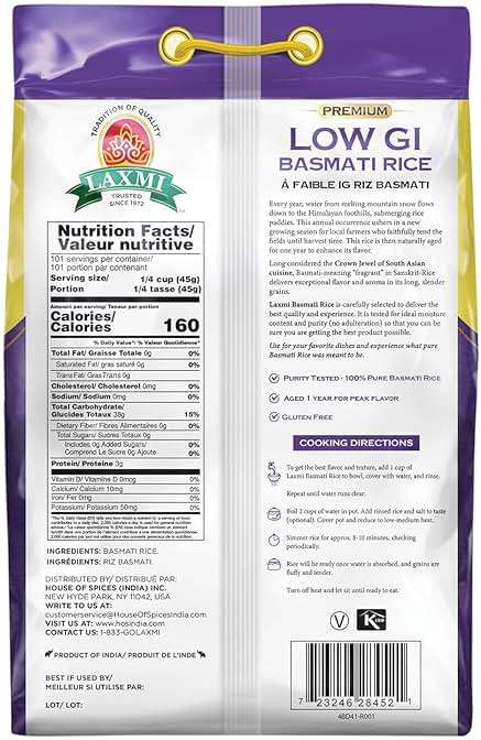 Laxmi Lower GI Diabetic Friendly Basmati Rice - 10lb (Pack of 2) - Image 2