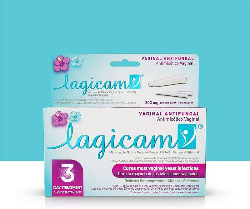 Lagicam 3 Day Vaginal Yeast Infection Treatment for Women, Start working on the 1st Day, Miconazole Nitrate, Antifungal Cream relieves Itching and Irritation, 3 Disposable Applicators & Cream (1 Pack) - Image 1