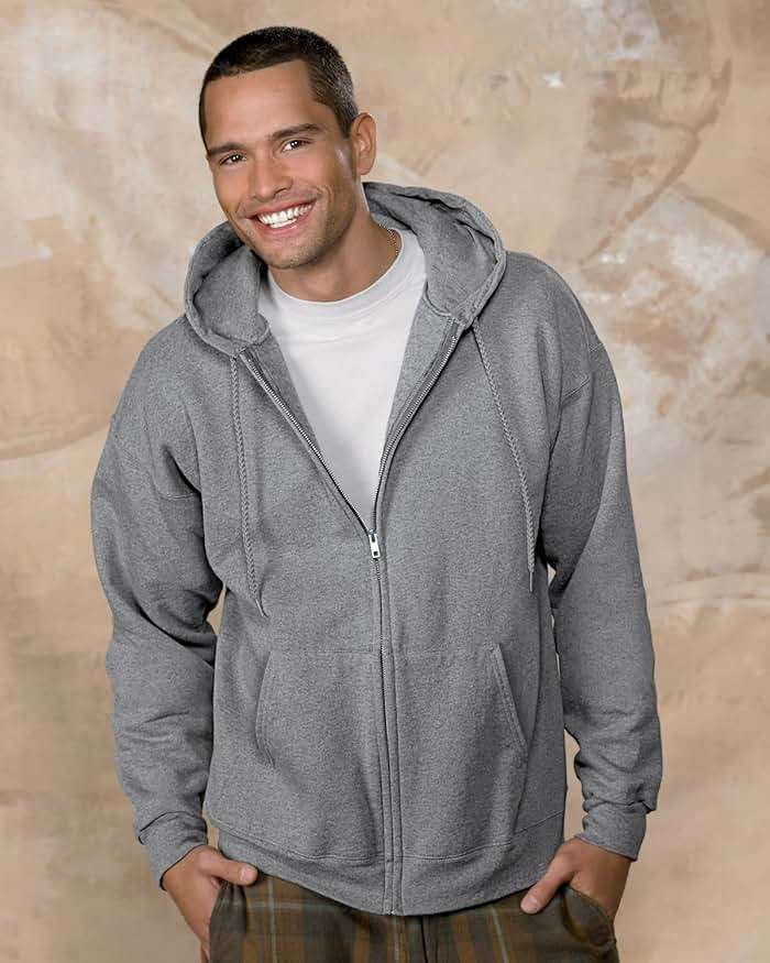 Hanes Men's Ultimate Full-Zip Hoodie, Men's Hooded Fleece Sweatshirt with Zipper - Image 2
