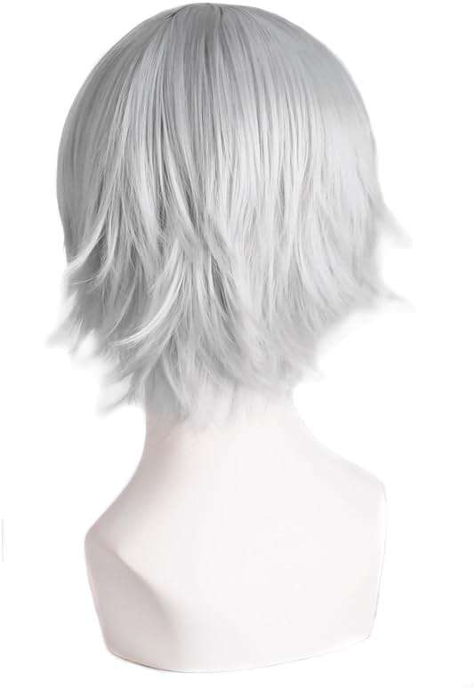 MapofBeauty Men's Short Straight Wig Cosplay Costume Wig (Silver Grey) - Image 2