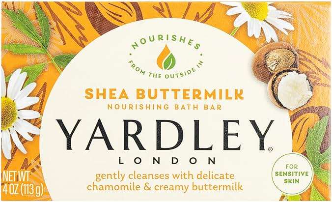 Yardley London Shea Buttermilk Sensitive Skin Naturally Moisturizing Bath Bar, 4.25 ounce - Image 1
