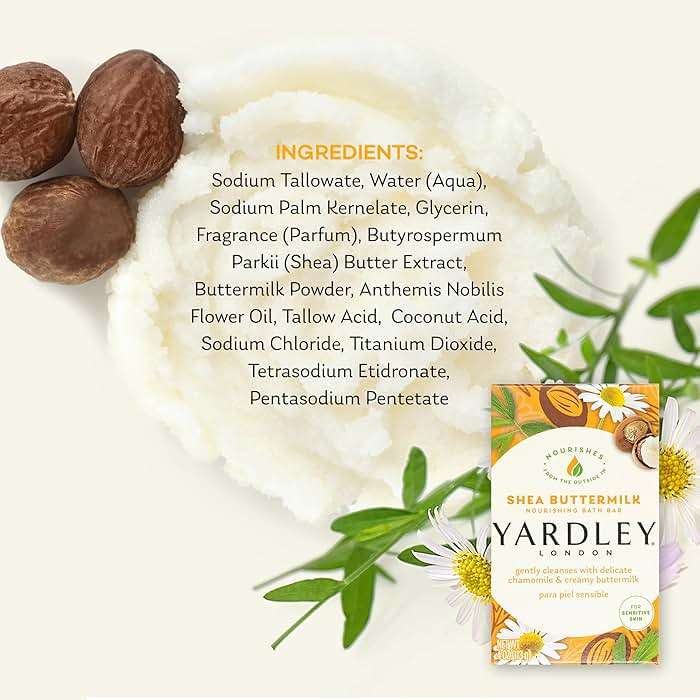 Yardley London Shea Buttermilk Sensitive Skin Naturally Moisturizing Bath Bar, 4.25 ounce - Image 8