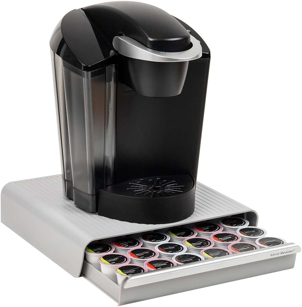 Mind Reader Single Serve Coffee Pod Drawer, 36 Pod Capacity, Countertop Organizer, 13.25"L x 12.75"W x 2.75"H, Gray - Image 1