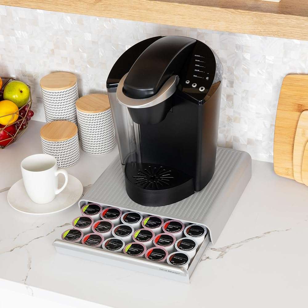 Mind Reader Single Serve Coffee Pod Drawer, 36 Pod Capacity, Countertop Organizer, 13.25"L x 12.75"W x 2.75"H, Gray - Image 6