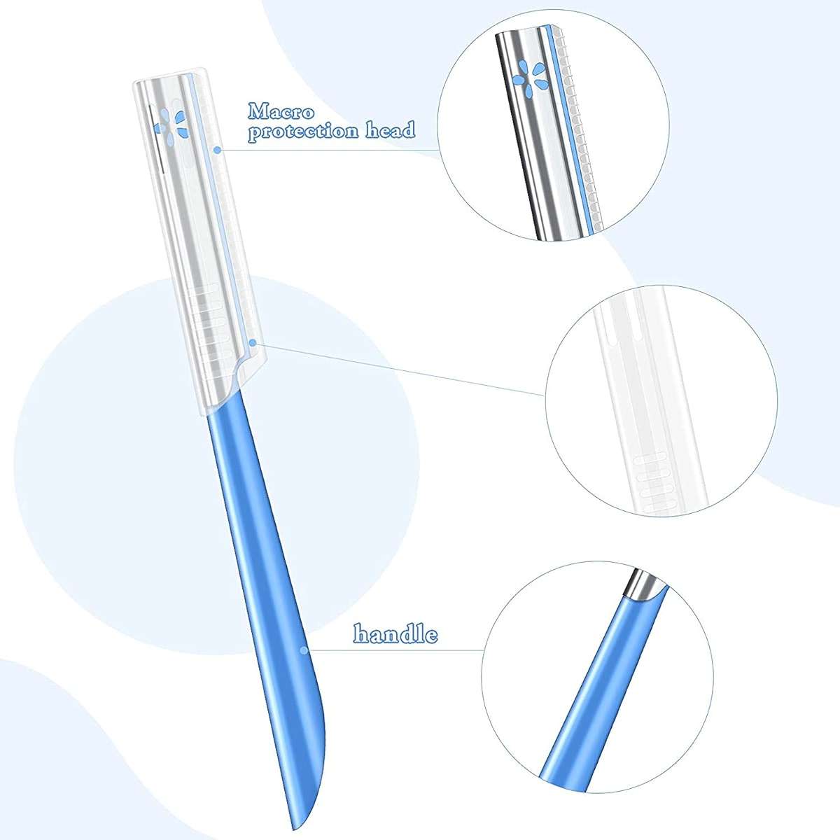 Women Facial Razor for Hair Removal - Dermaplaning Tool Peach Fuzz Trimmer, Fine Hair Remover Eyebrow Razors and Dermaplane Face Shavers Women's Exfoliating for Sensitive Skin Essential Travel - Image 3