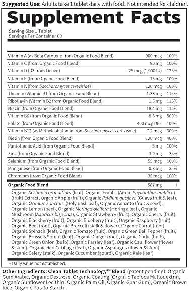 Garden of Life Once Daily Whole Food Multivitamin for Men, Organic Mens Vitamins & Minerals, Vitamin C, Zinc, Vegan, for Health & Well-Being, 60 Tablets - Image 7