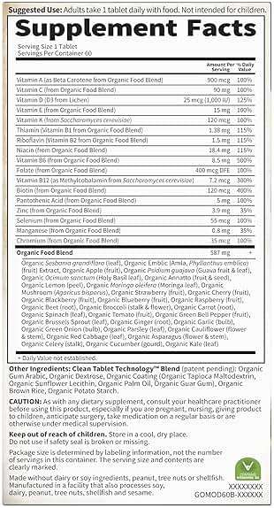 Garden of Life Once Daily Whole Food Multivitamin for Men, Organic Mens Vitamins & Minerals, Vitamin C, Zinc, Vegan, for Health & Well-Being, 60 Tablets - Image 10