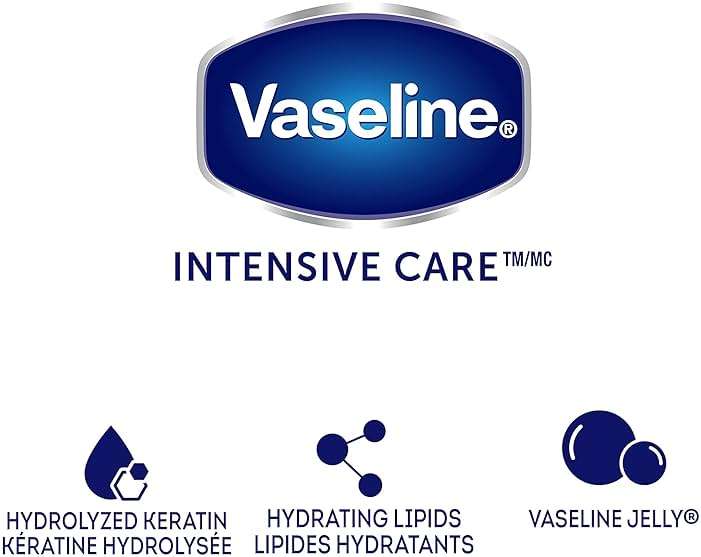 Vaseline Lotion, Healthy Hands Stronger Nails with Keratin 3-Pack – Intensive Care Hand Lotion with Petroleum Jelly, 3.4 Oz Ea - Image 4
