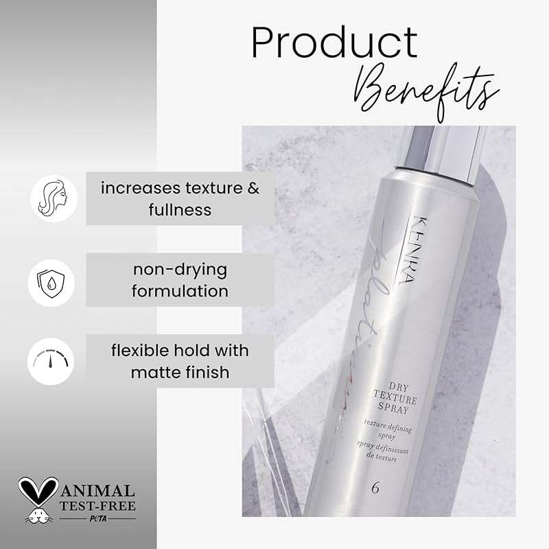 Kenra Platinum Dry Texture Spray 6 | Texture Defining Styler | Increases Texture & Fullness | Absorbs Oils & Impurities | Ultra-Lightweight, Non-Drying Formulation | All Hair Types - Image 2