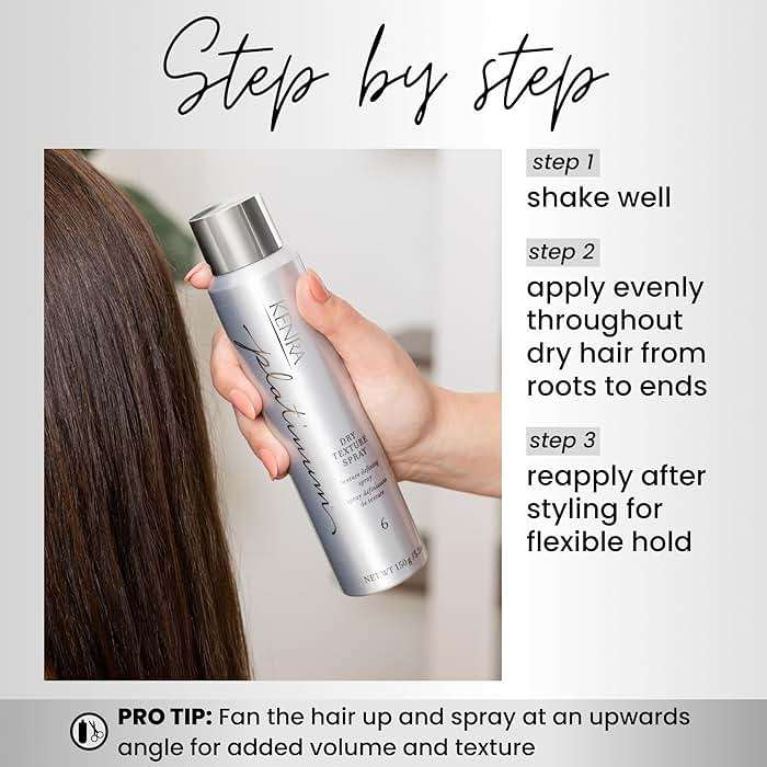 Kenra Platinum Dry Texture Spray 6 | Texture Defining Styler | Increases Texture & Fullness | Absorbs Oils & Impurities | Ultra-Lightweight, Non-Drying Formulation | All Hair Types - Image 4