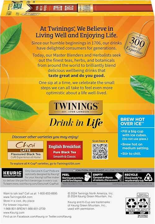 Twinings Earl Grey Black Tea K-Cup Pods for Keurig, 24 Count (Pack of 2), 48 Total, Flavoured with Citrus and Bergamot, Caffeinated, Enjoy Hot or Iced - Image 5
