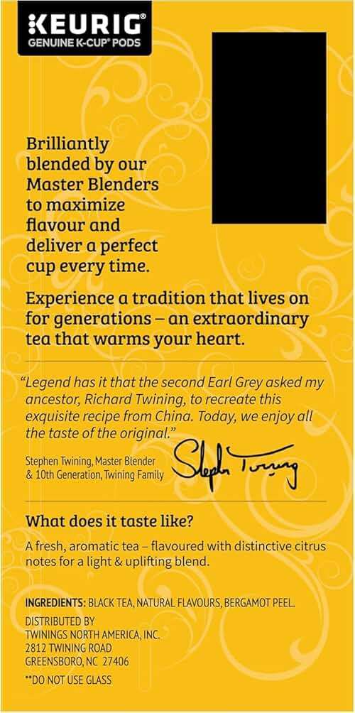 Twinings Earl Grey Black Tea K-Cup Pods for Keurig, 24 Count (Pack of 2), 48 Total, Flavoured with Citrus and Bergamot, Caffeinated, Enjoy Hot or Iced - Image 6