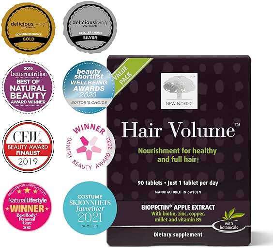 NEW NORDIC Hair Volume Tablets, 3000 mcg Biotin & Biopectin Apple Extract, Hair Vitamins to Support Natural Hair Growth, 90 Count (Pack of 1) - Image 3