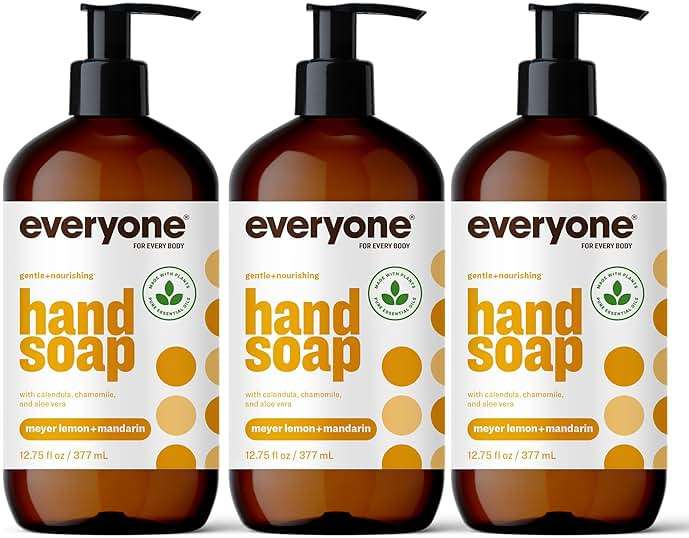 Everyone Liquid Hand Soap, 12.75 Ounce (Pack of 3), Meyer Lemon and Mandarin, Plant-Based Cleanser with Pure Essential Oils - Image 1