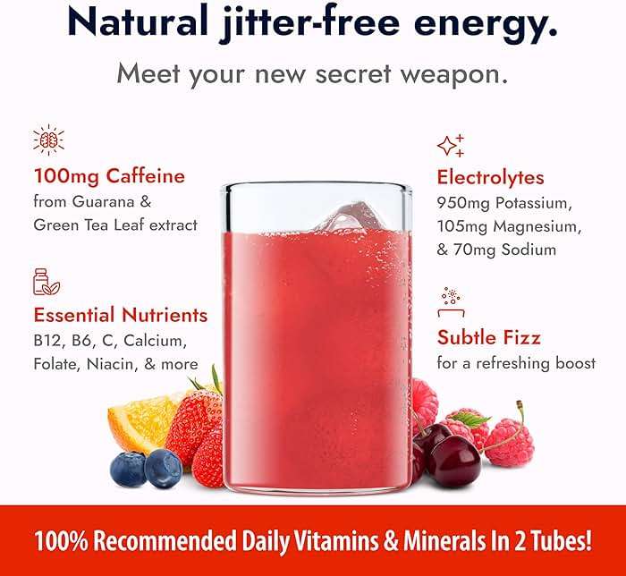 Zipfizz Daily Energy Drink Powder, Fruit Punch, 20 Pack 3-in-1 Sustained Energy, Rapid Hydration, and Essential Vitamins Sugar-Free Electrolyte Powder Contains Vitamin B-12 & Antioxidants - Image 3