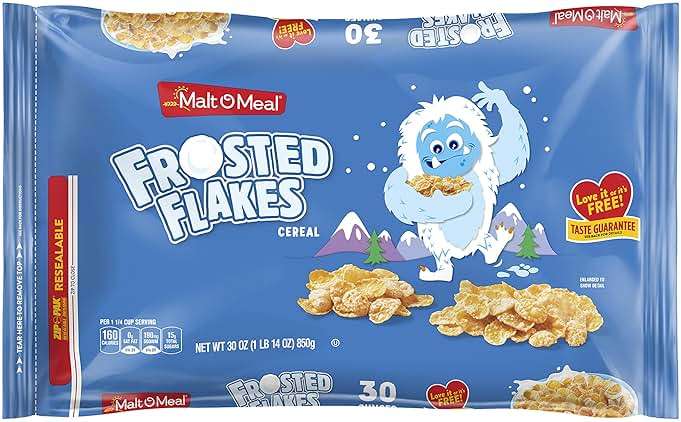 Malt-O-Meal Frosted Flakes Breakfast Cereal, Family Size, 30 oz Resealable Bag - Image 1
